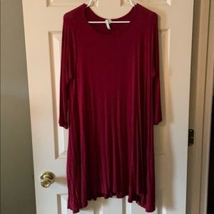 Flowy Red Tunic/Dress with Pockets